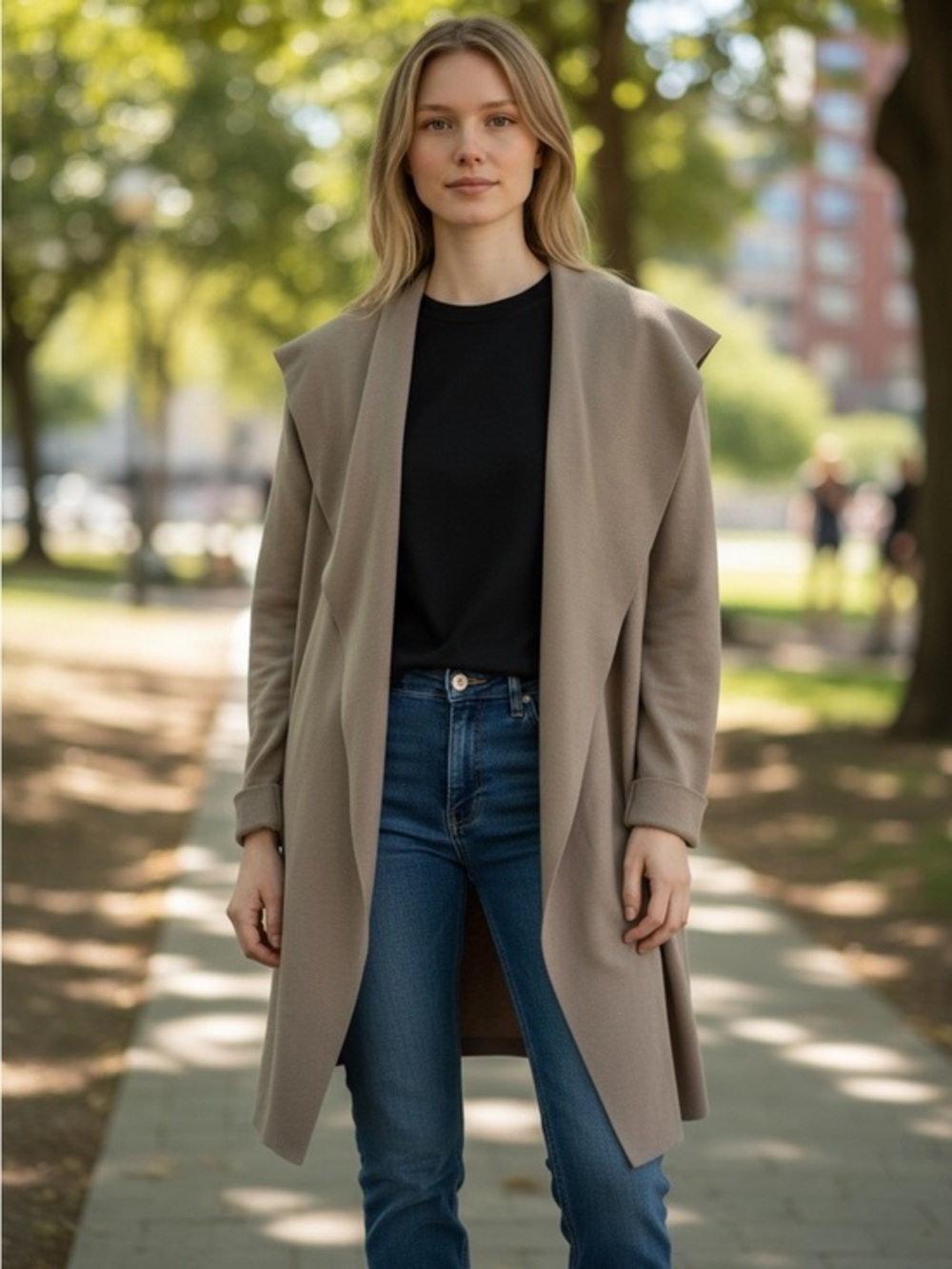Love Tree Taupe Hooded Ribbed Cardigan